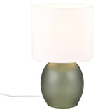 Green Glass & White Shade Table Lamp