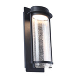 Lutec 5185901012 Aquarius LED Black & Clear Seeded Glass Outdoor Rectangular Flush Wall Light