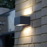 Lutec LED Anthracite Outdoor Rectangular Up & Down Wall Light 14cm