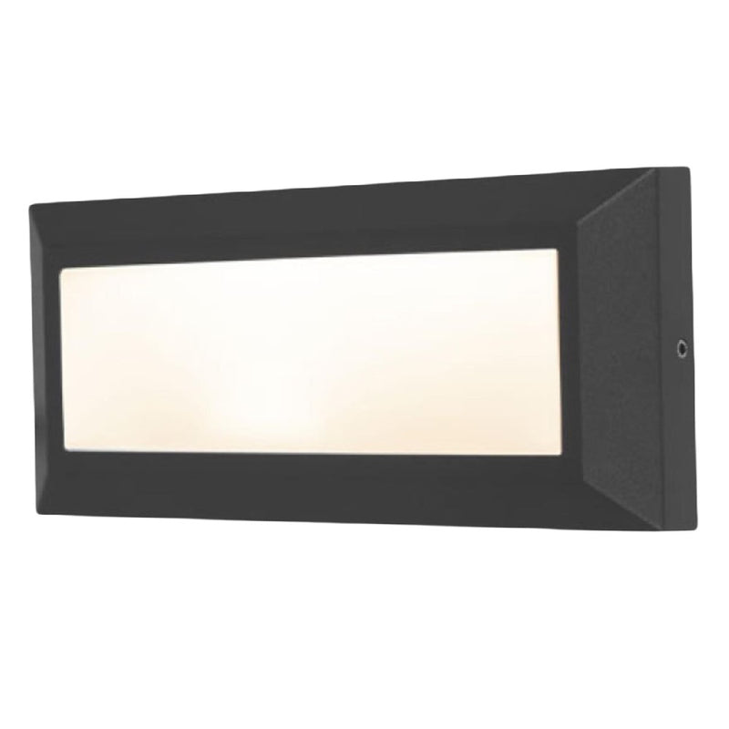 LED Matt Black Outdoor Rectangular Surface Mount Brick Light 