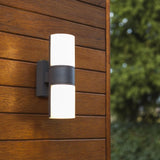 Lutec LED Anthracite Outdoor Modern Cylinder Rotational Up & Down Wall Light