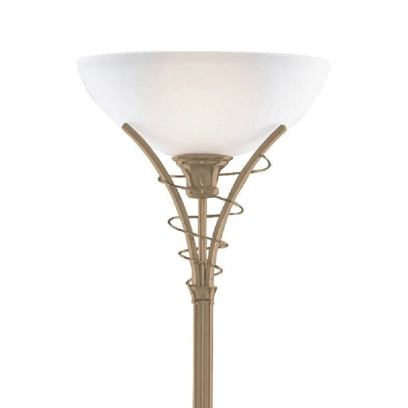 Antique Brass & White Glass Traditional Floor Lighting