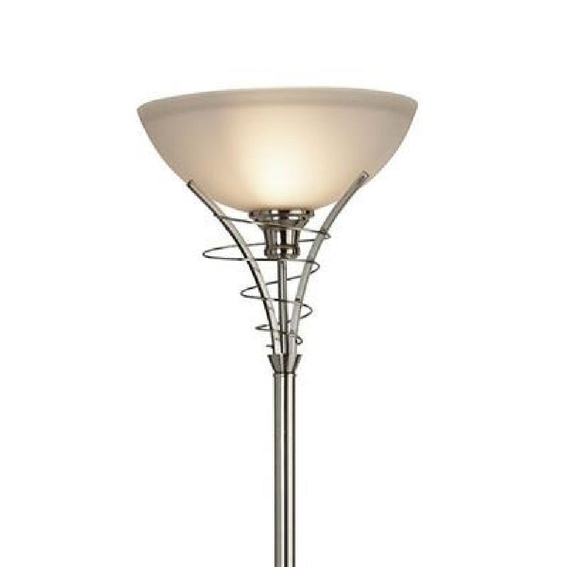 Satin Chrome & White Glass Traditional Floor Lighting
