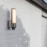 Lutec LED Stainless Steel Outdoor Modern Tubular Up Wall Light with PIR
