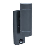 Lutec 5510809424 Rado Black Outdoor Modern Cylinder Up & Down Wall Light with PIR