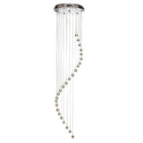 Polished Chrome & Crystal Ball Modern 5 Lamp Spiral Pendant Light 30cm