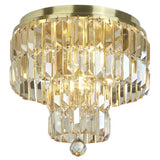 Brass & Amber Crystal Retro Circular Bath Room Light