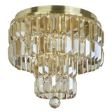 Brass & Champagne Crystal Glass Bathroom Vintage Round 2 Tier Flush Light 34cm