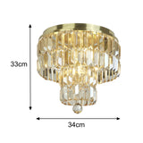 Brass & Crystal Round Bathroom Ceiling Light
