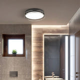 Black & Glass Round Bathroom Ceiling Light