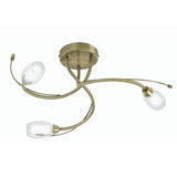 Oaks 6203/3 AB Pandora Antique Brass 3 Lamp Swirl Semi Flush with Glass Shades