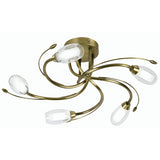 Oaks 6203/5 AB Pandora Antique Brass 5 Lamp Swirl Semi Flush with Glass Shades