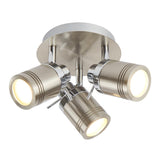 Satin Silver Bathroom Vintage 3 Lamp Round Plate Ceiling Spotlight IP44