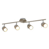 Satin Silver Bathroom Vintage 4 Lamp Split Bar Ceiling Spotlight IP44