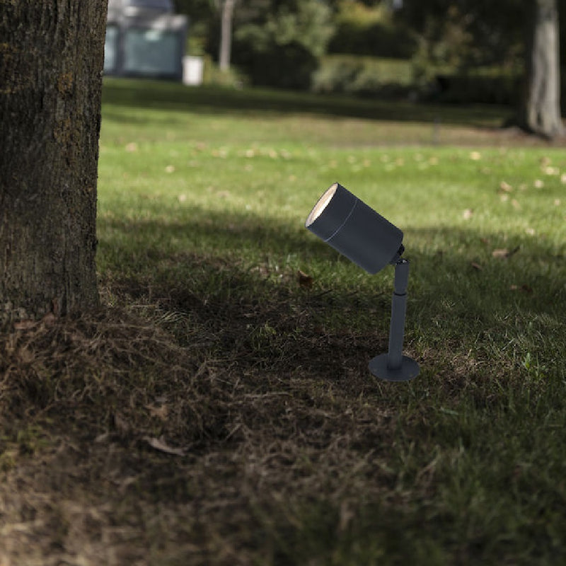 Black Outdoor Modern Cylinder Garden Spike Light