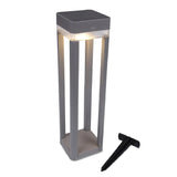 LED Silver Outdoor Solar Rectangular Spike Post Light 45cm
