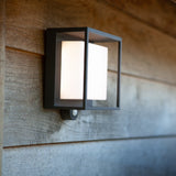 Lutec Anthracite Solar Power Outdoor Modern Wall Light with PIR