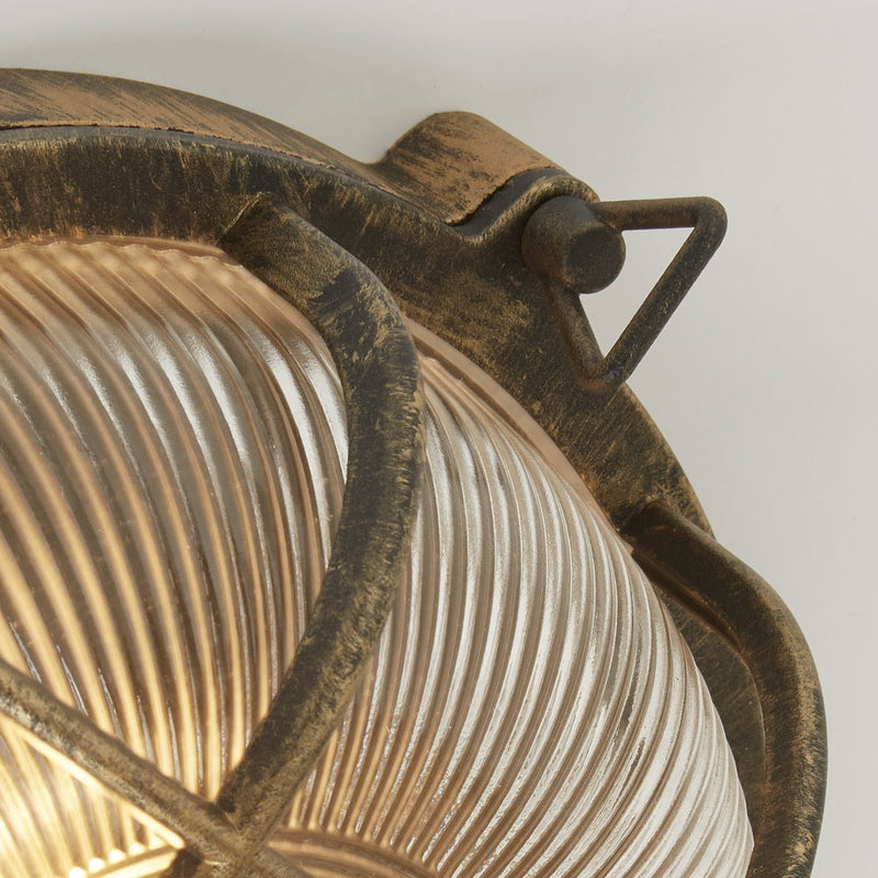 Antique Brass Round Caged Outdoor Wall Light Outdoor 1 Lamp