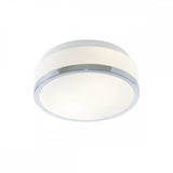 Polished Chrome Bathroom Modern Round Flush Light with Glass Shade 230mm