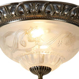 Aged Brass & Glass Flush Ceiling Light