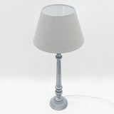 Grey Washed Wood Lathe Turned Shabby Chic Table Lamp