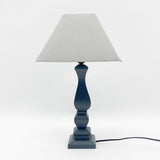 Dark Grey Wood Lathe Turned Shabby Chic Table Lamp