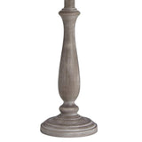 Washed Grey Wooden Lathe Turned Table Lamp