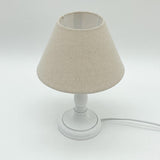 White Distress Wood Lathe Turned Shabby Chic Table Lamp