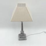Grey Washed Wood Lathe Turned Shabby Chic Table Lamp