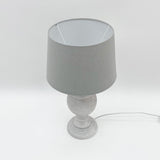 Grey Stone Wood Lathe Turned Shabby Chic Table Lamp