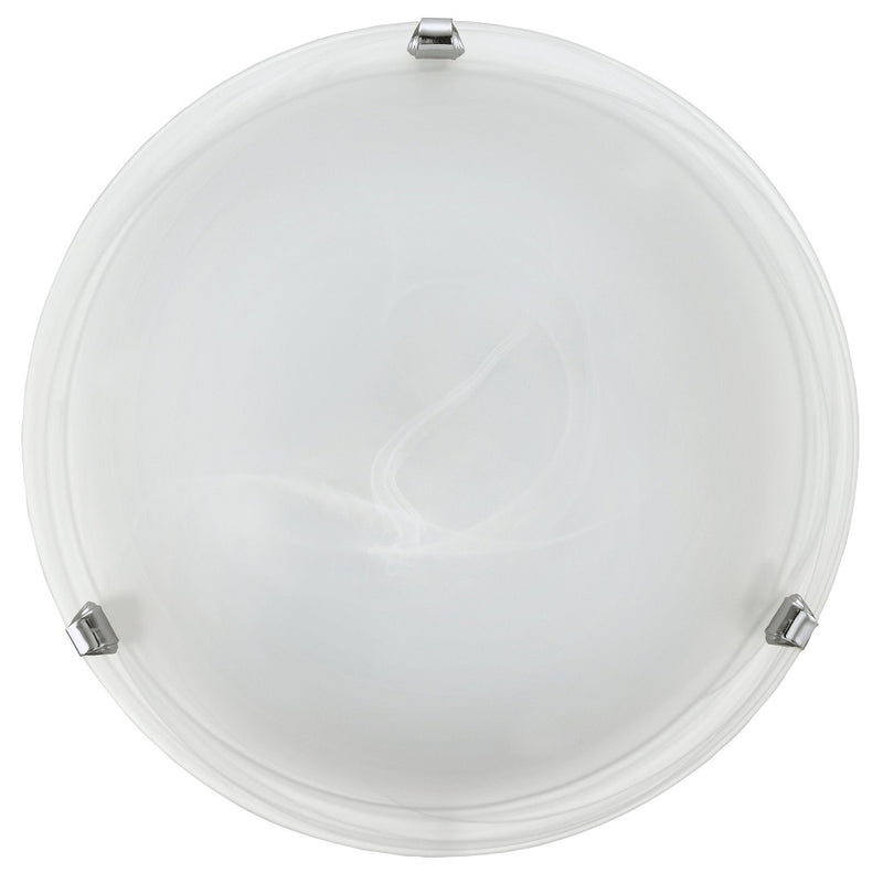 Alabaster Glass & Chrome Modern Round Flush Light