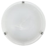 Alabaster Glass & Chrome Modern Round Flush Light
