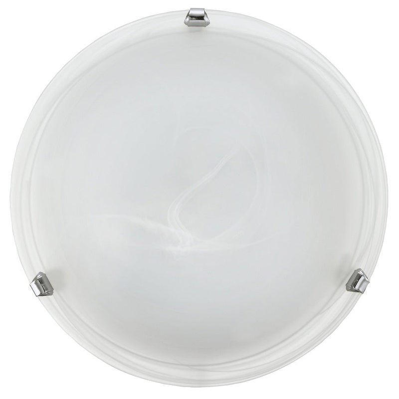 Alabaster Glass & Chrome Modern Round Flush Light