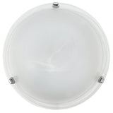 Britalia BR7186 Chrome & Alabaster Glass Flush Ceiling Light 300mm