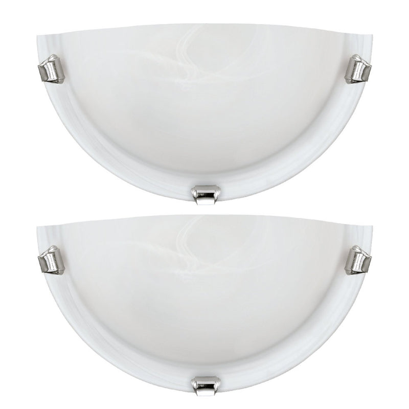 White Alabaster Glass & Chrome Wall Lights