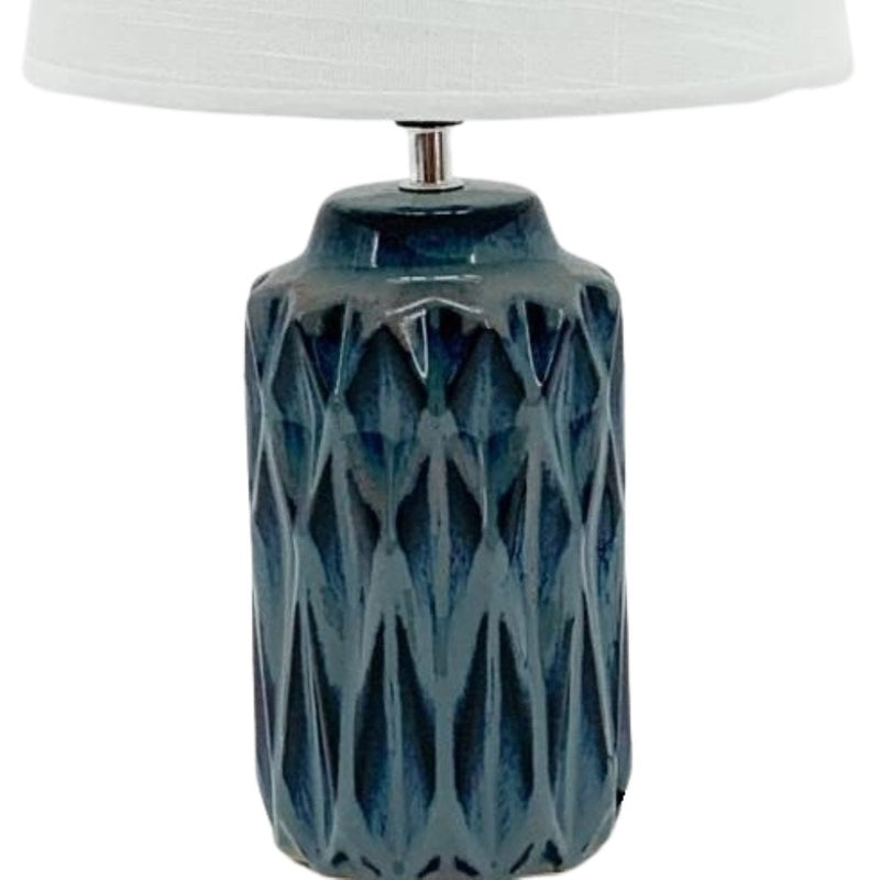Blue Ceramic Cylinder Table Desk Lamp