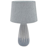Grey White Rippled Ceramic Vintage Vase Table Lamp with Linen Shade 54cm