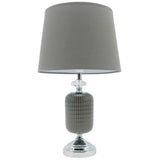 Chrome & Taupe Geometric Ceramic Vintage Table Lamp with Shade 53cm