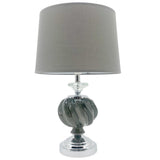 Chrome & Taupe Swirl Ceramic Orb Vintage Table Lamp with Fabric Shade 51cm