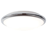 LED Polished Chrome & Frosted Glass Bathroom Modern Round Flush Light 30cm