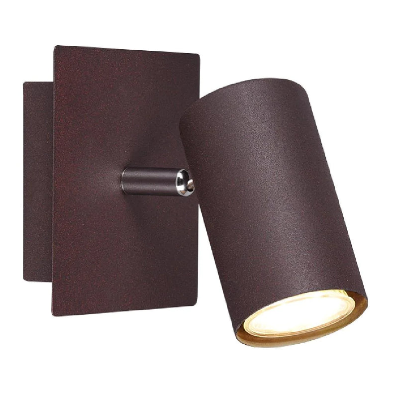 Rusty Brown Modern 1 Lamp Square Plate Cylindrical Head Spot Light