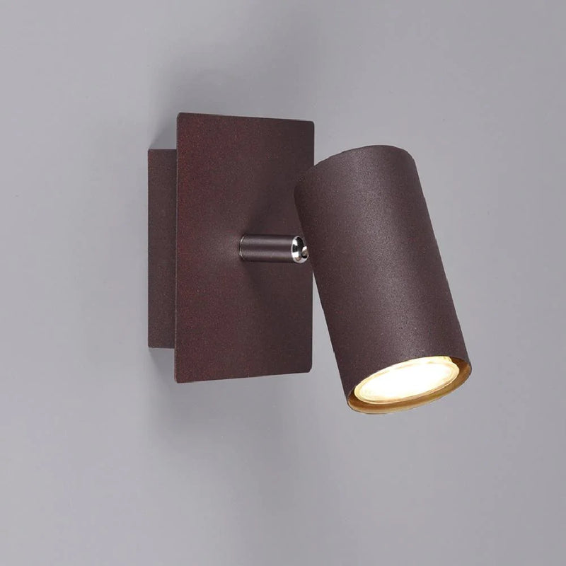 Rust Brown Vintage Modern Single Square Plate Round Head Spotlight