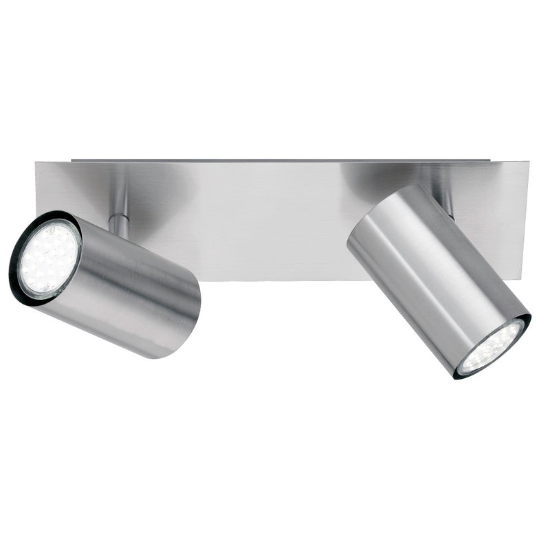 Satin Nickel Modern 2 Lamp Square Plate Bar Cylindrical Head Spot Light