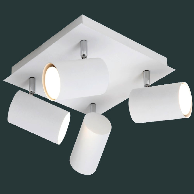 White Modern Quad Square Plate Round Head Spotlight