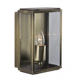Antique Brass Outdoor Vintage Rectangle Flush Lantern Wall Light with Clear Glass IP44