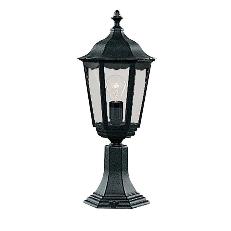 Black Outdoor Traditional Lantern Post Pedestal Light with Clear Glass 530mm