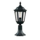 Black Outdoor Traditional Lantern Post Pedestal Light with Clear Glass 530mm