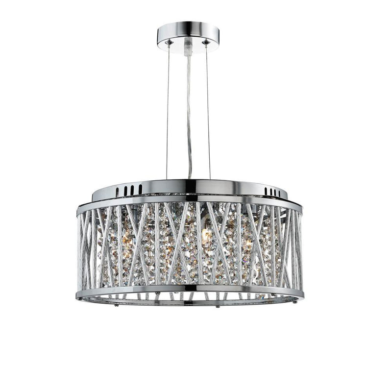Polished Chrome & Aluminium Tube 4 Lamp Round Pendant Light 350mm