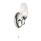 Oaks 854 WB CH Sater Polished Chrome Bathroom 1 Lamp Switched Wall Light with Glass Shade