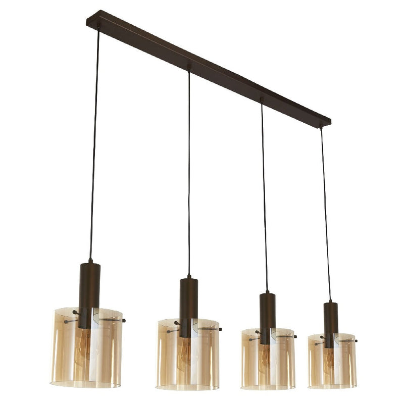 Brown & Amber Glass Cylinder Bar Pendant Light